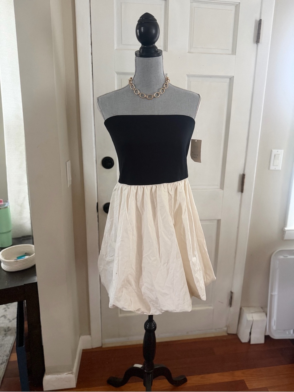 a new day Black and Cream Strapless Two-Tone Dress